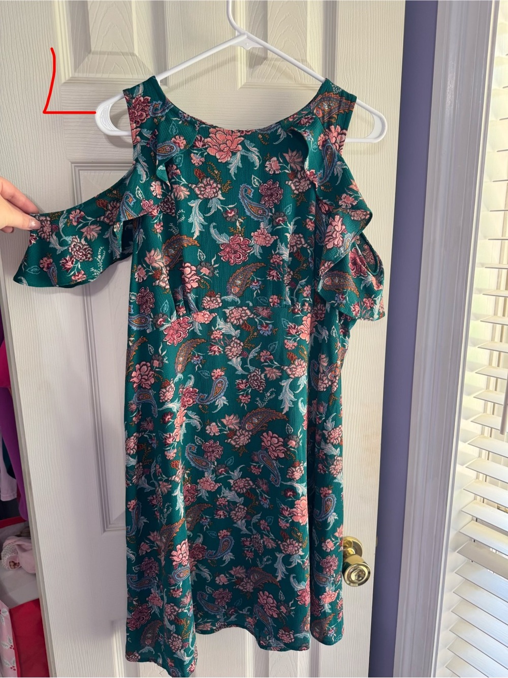 Xhilaration Teal One-Shoulder Floral Cold-Shoulder Dress